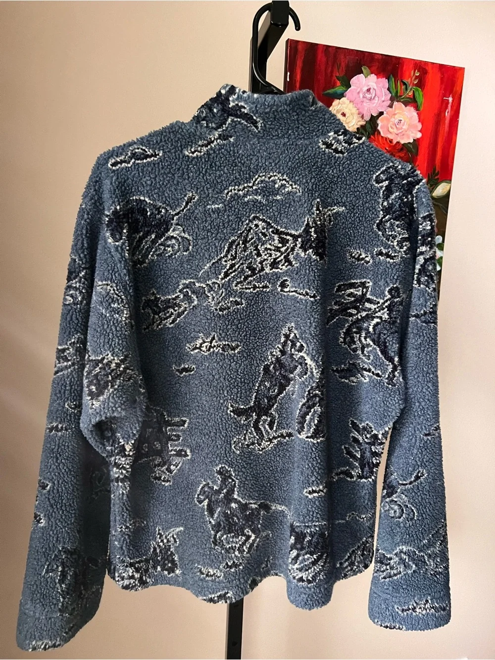 Rockies Dark Blue Patterned Sherpa Jacket vintage - Picture 5 of 5